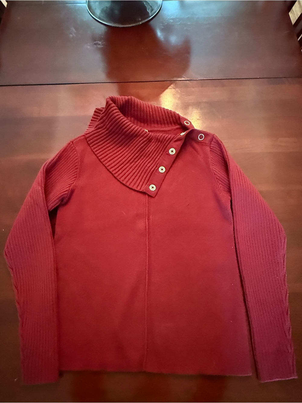 Cabi Pushover Pullover Burgundy Button-Shoulder Knit Sweater